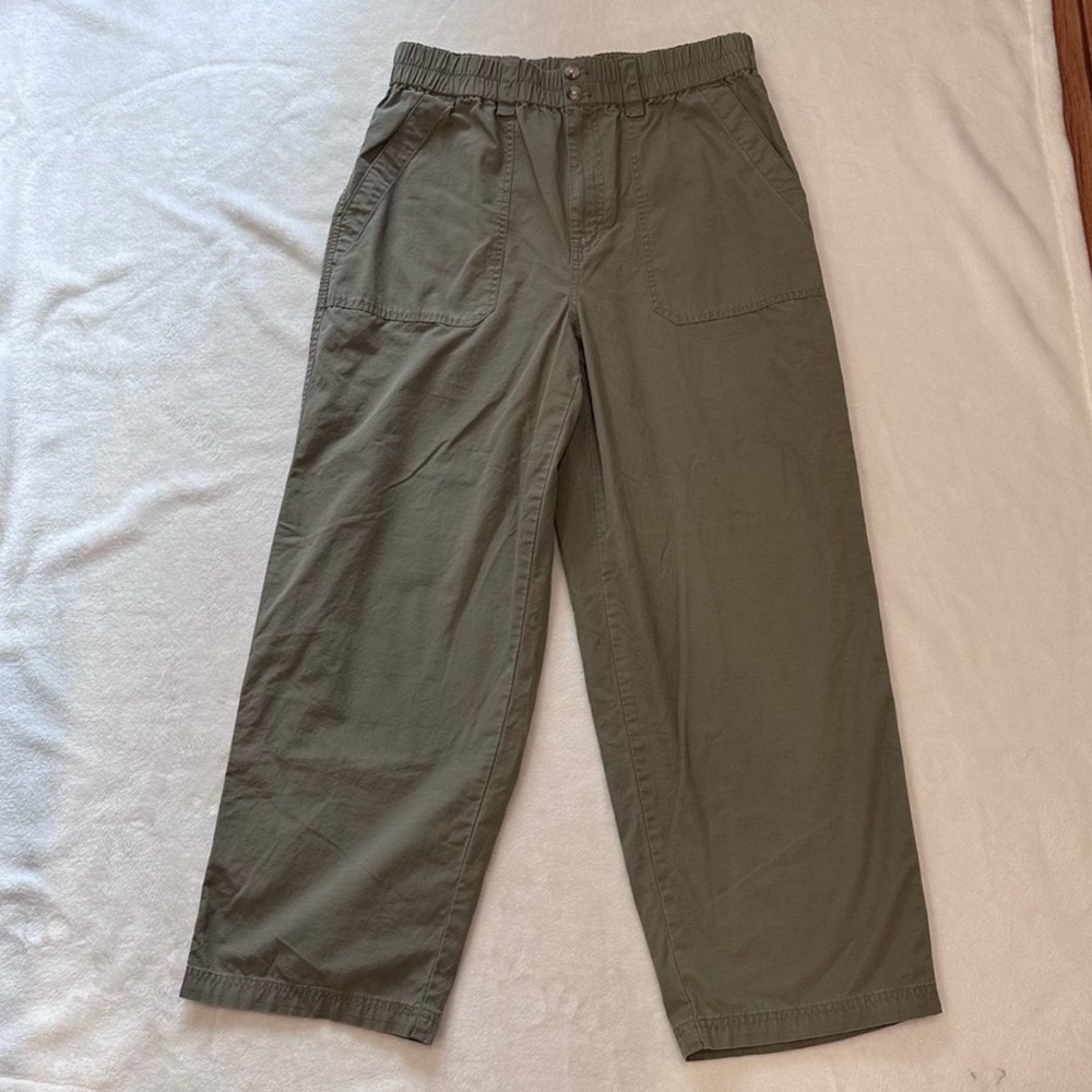 Madewell Cotton Ripstop Pull-On Straight Cargo Pants in Khaki Green Size L - Picture 2 of 11